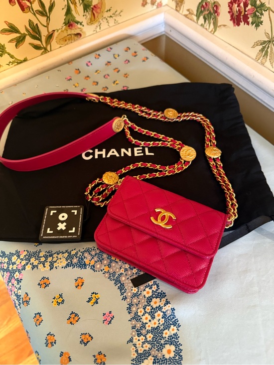 CHANEL Handbags - CHANEL Hot Pink Quilted Caviar Micro Mini Flap Bag with Gold Chain